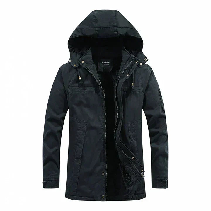 Fleece-Lined Men's Winter Jacket with Hood Elegant Design Warmth and Durability 0