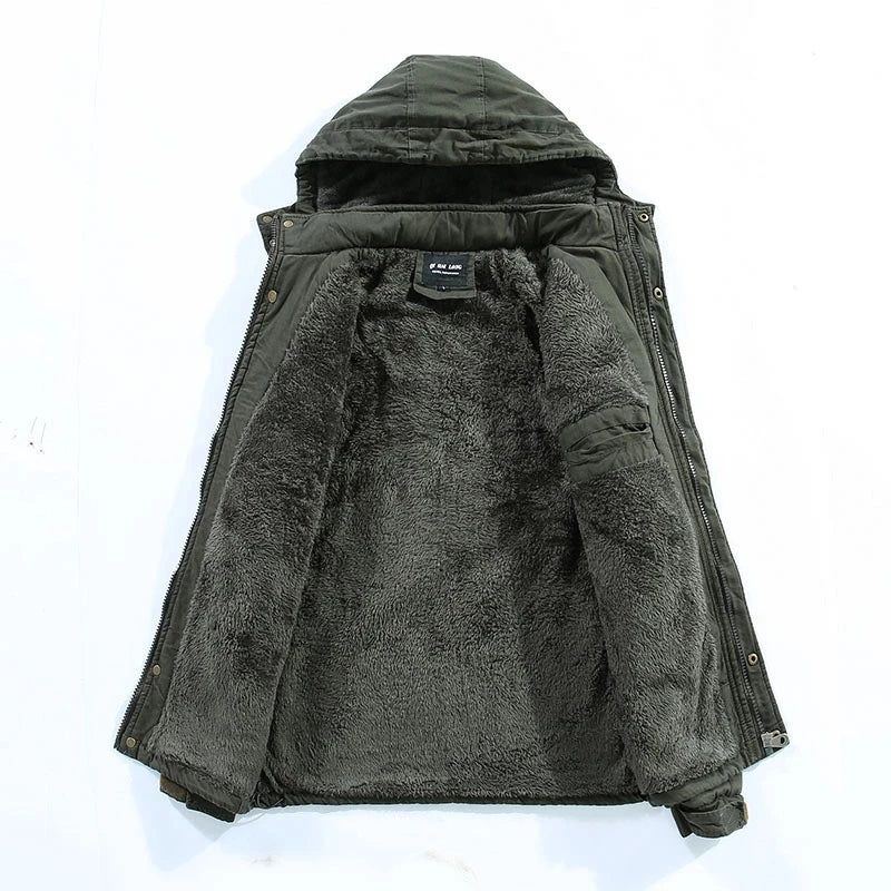 Fleece-Lined Men's Winter Jacket with Hood Elegant Design Warmth and Durability 2