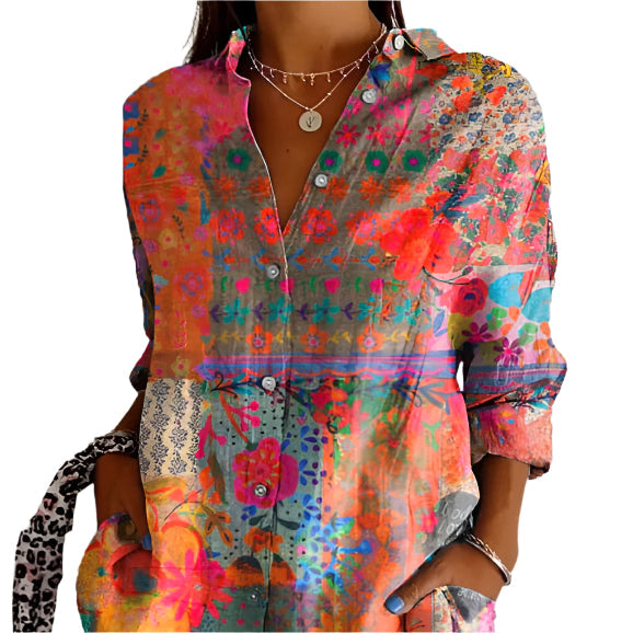 Floral Button-Down Blouse Women Elegant Everyday Style Lightweight Chic 1