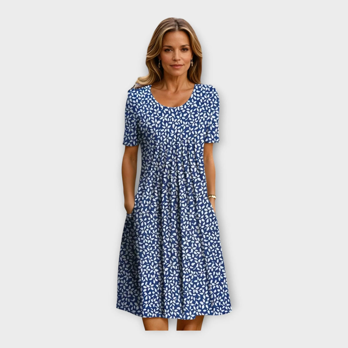 Blumenkleid Damen Lässige Passform mit Taschen Sommerliche Eleganz