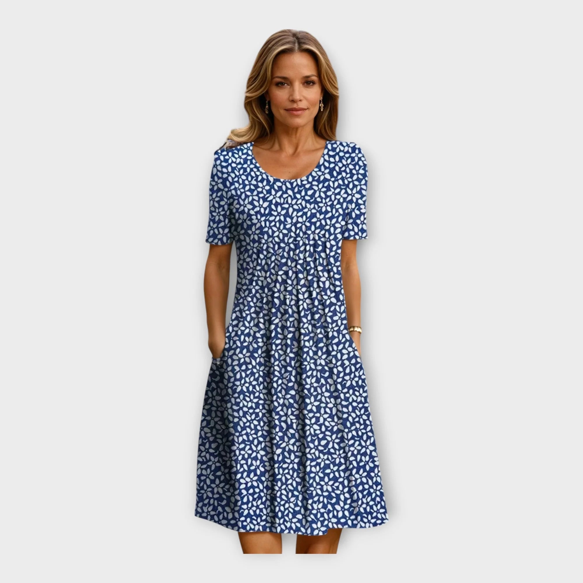 Blumenkleid Damen Lässige Passform mit Taschen Sommerliche Eleganz