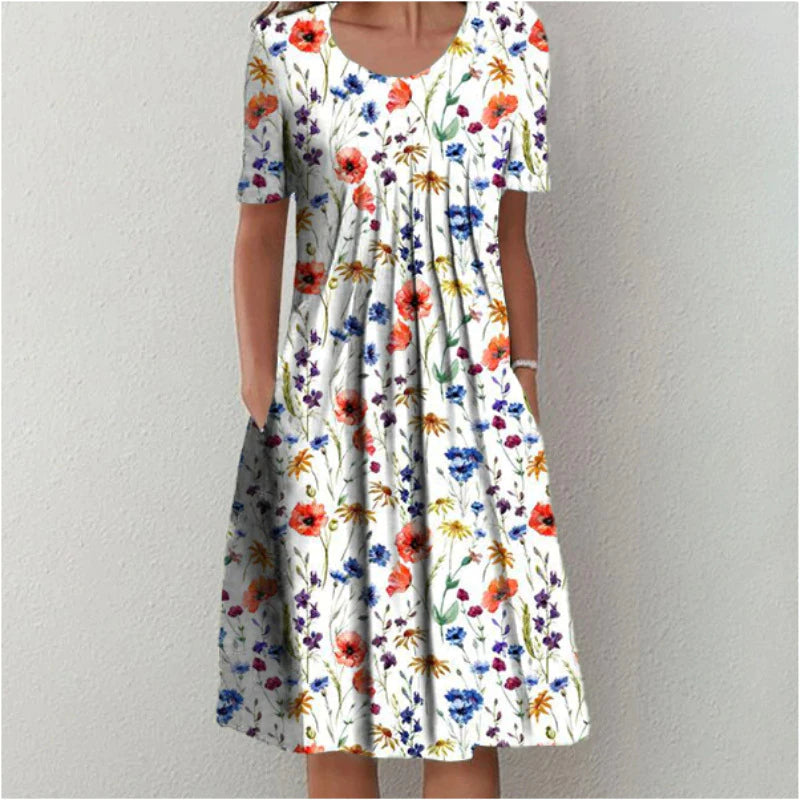 Floral Dress Women Casual Fit with Pockets Summer Elegance 1