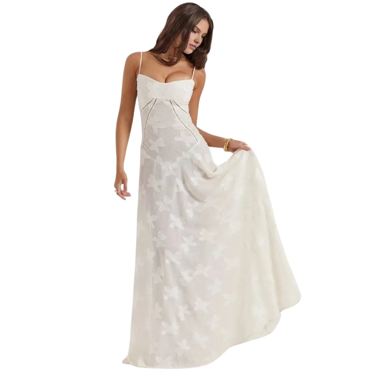 Floral Maxi Dress Women Elegant Jacquard Evening Gown Long Dress 1