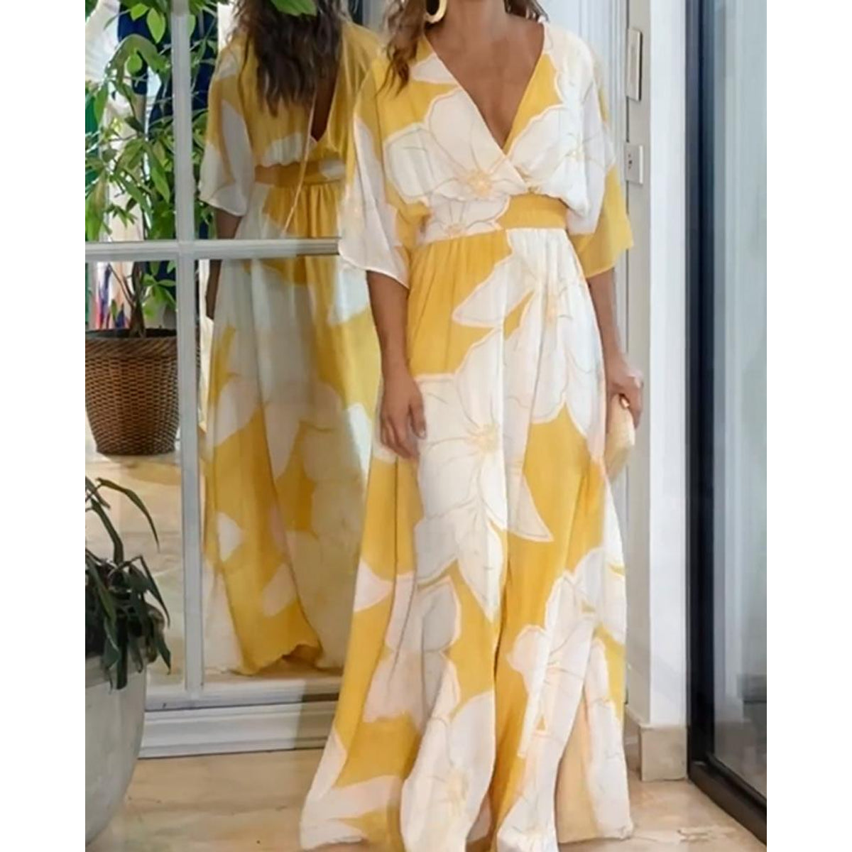 Floral Midi Dress Women Chic Harmony Design Summer Elegance 0