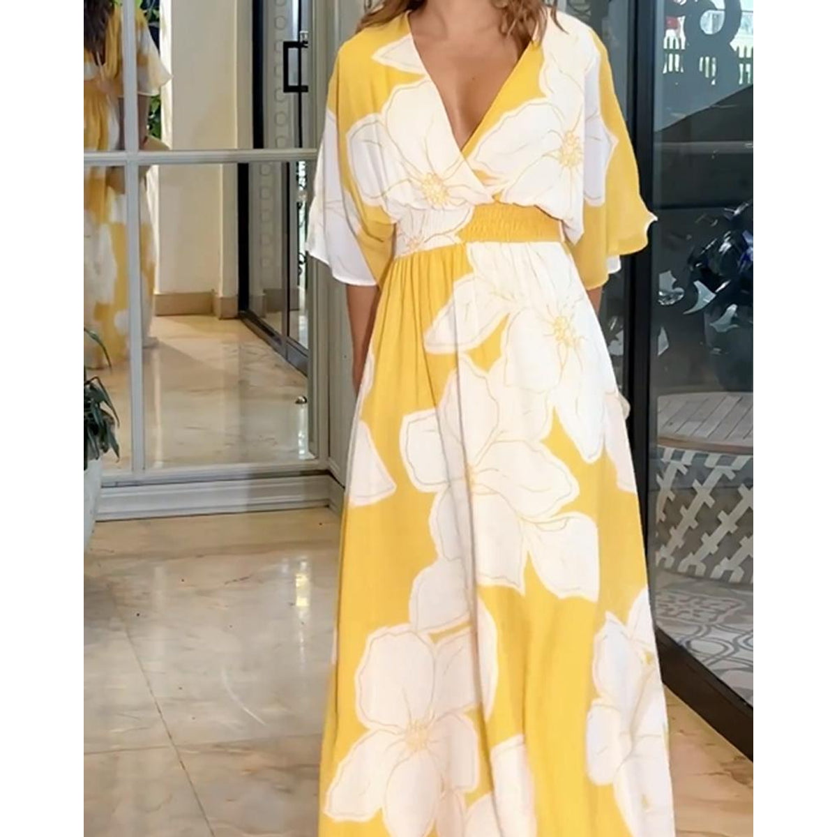 Floral Midi Dress Women Chic Harmony Design Summer Elegance 1