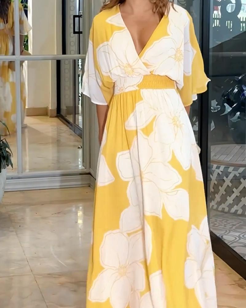 Floral Midi Dress Women Chic Harmony Design Summer Elegance 1