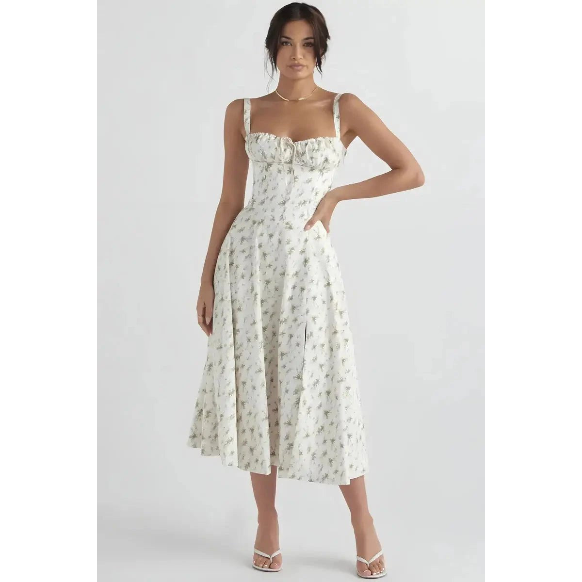 Floral Print Summer Dress for Women Adjustable Straps Casual Chic 0