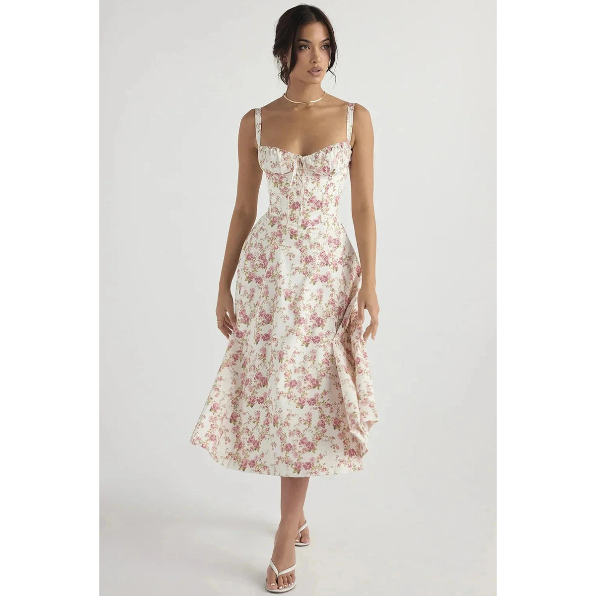 Floral Print Summer Dress for Women Adjustable Straps Casual Chic 10