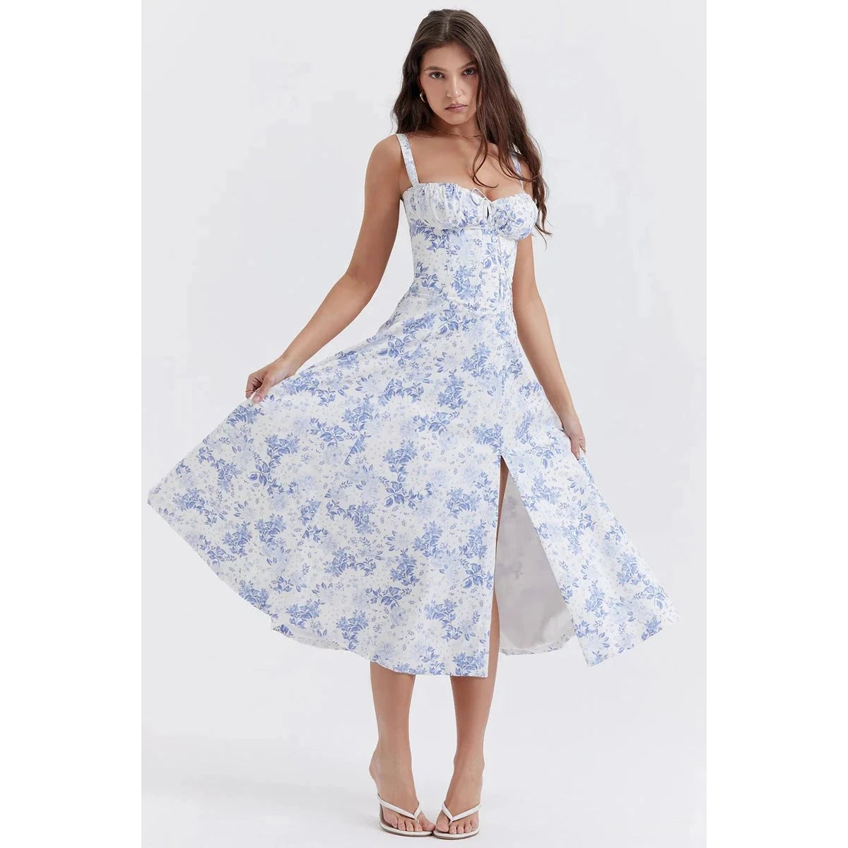 Floral Print Summer Dress for Women Adjustable Straps Casual Chic 12