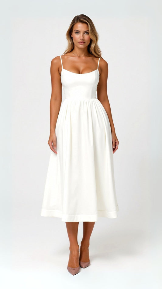 Flowing Midi Dress Women Elegant Soft Fabric Casual Chic 0