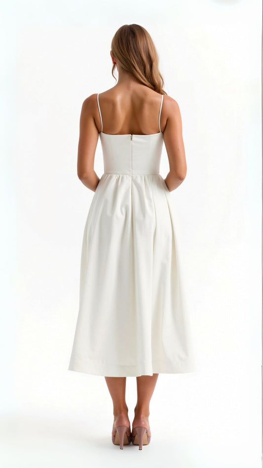 Flowing Midi Dress Women Elegant Soft Fabric Casual Chic 1