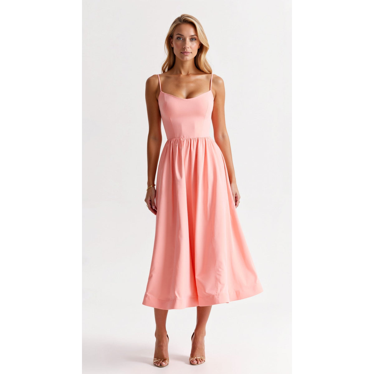 Flowing Midi Dress Women Elegant Soft Fabric Casual Chic 3