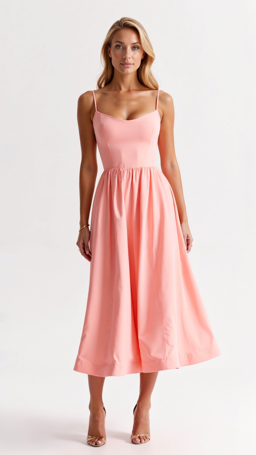 Flowing Midi Dress Women Elegant Soft Fabric Casual Chic 3
