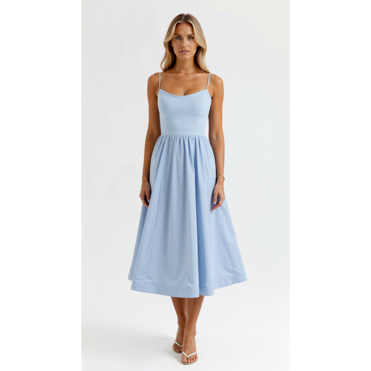 Flowing Midi Dress Women Elegant Soft Fabric Casual Chic 6