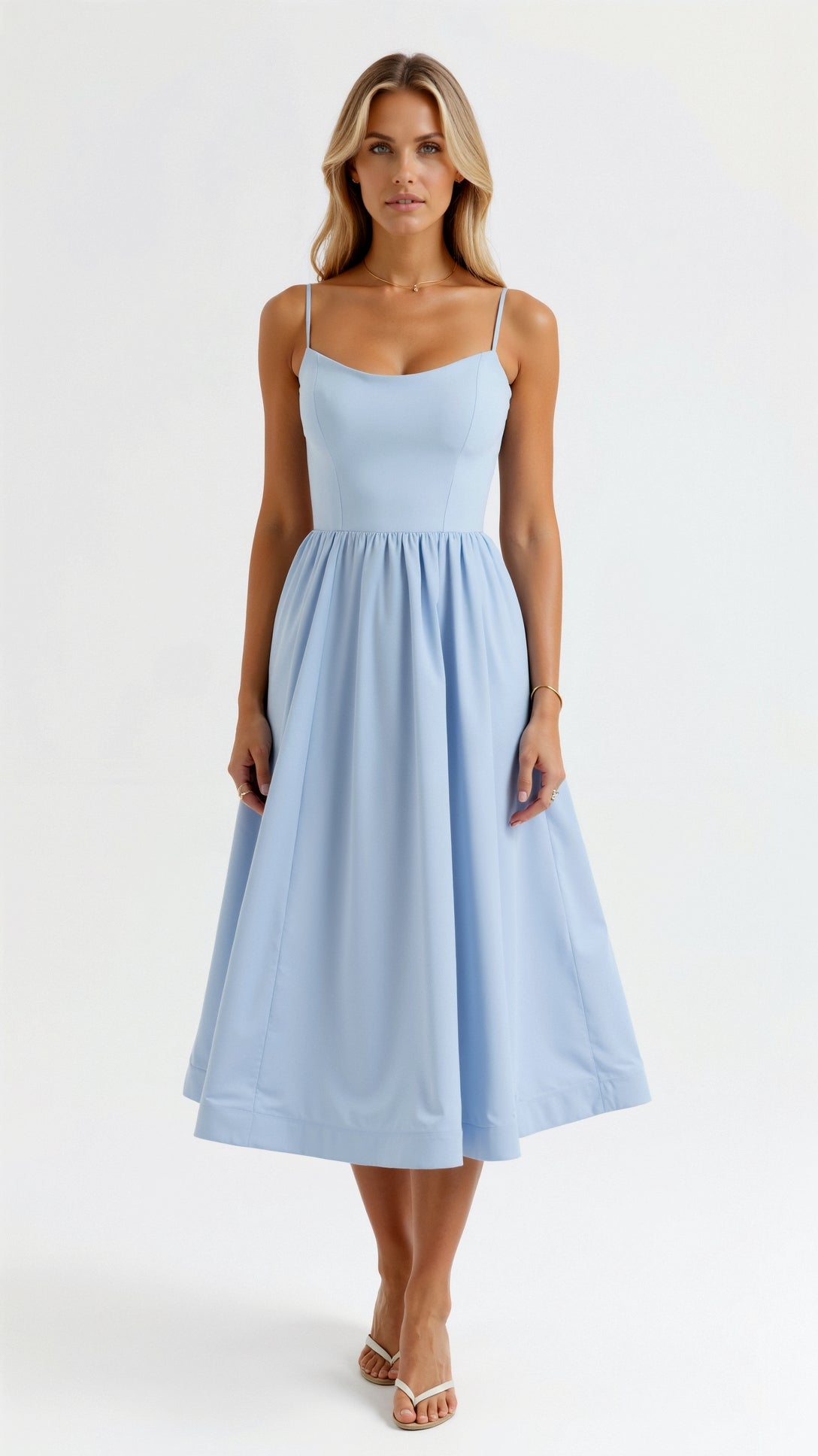 Flowing Midi Dress Women Elegant Soft Fabric Casual Chic 6