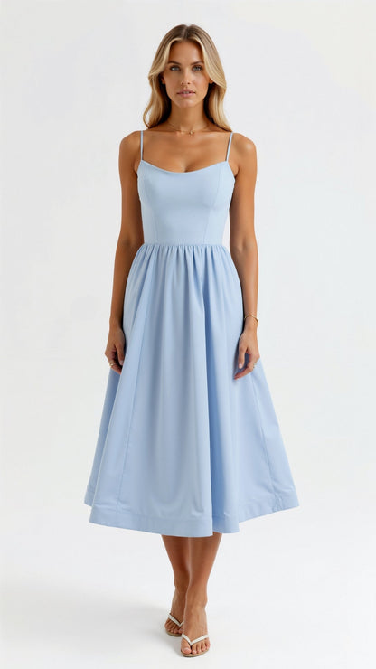 Flowing Midi Dress Women Elegant Soft Fabric Casual Chic 6