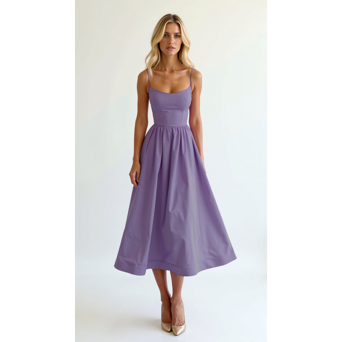 Flowing Midi Dress Women Elegant Soft Fabric Casual Chic 9