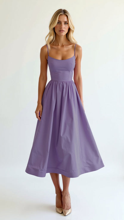 Flowing Midi Dress Women Elegant Soft Fabric Casual Chic 9