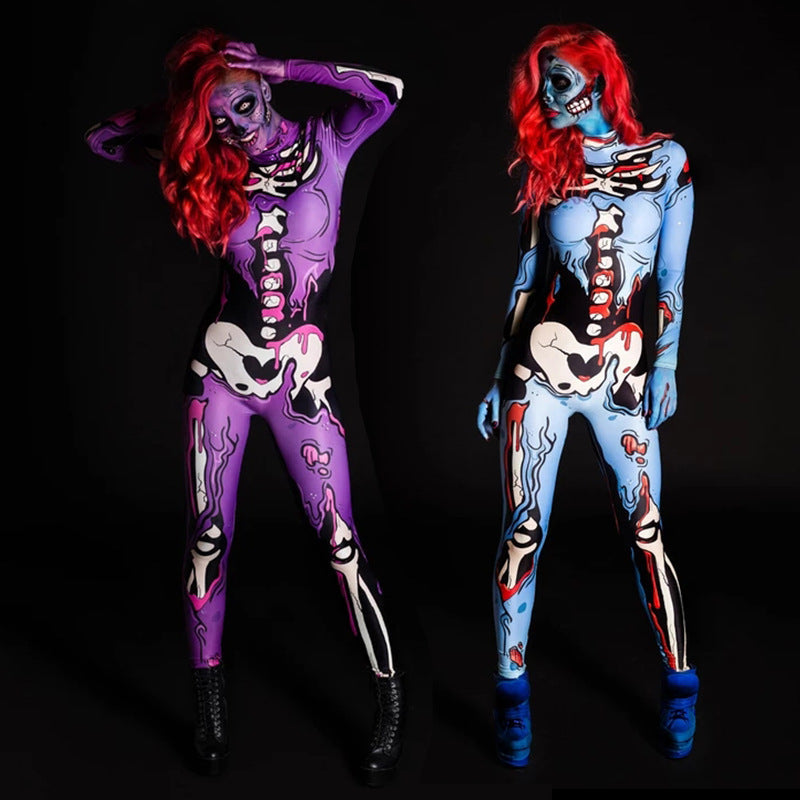 Full Body Costume Women Creative Skeletal Design Vibrant Colors 1