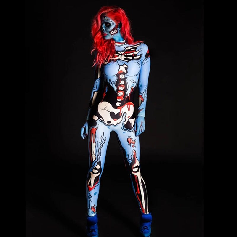 Full Body Costume Women Creative Skeletal Design Vibrant Colors 3