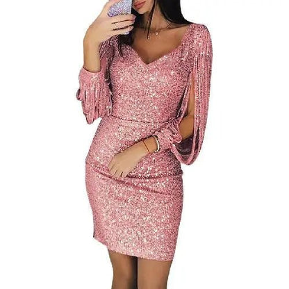 Glitter Evening Dress Elegant Silhouette Sparkling Fabric Formal Gown 2