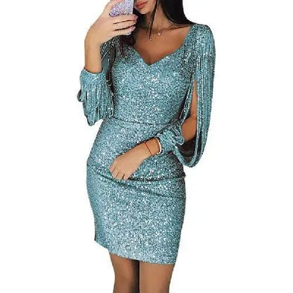 Glitter Evening Dress Elegant Silhouette Sparkling Fabric Formal Gown 4