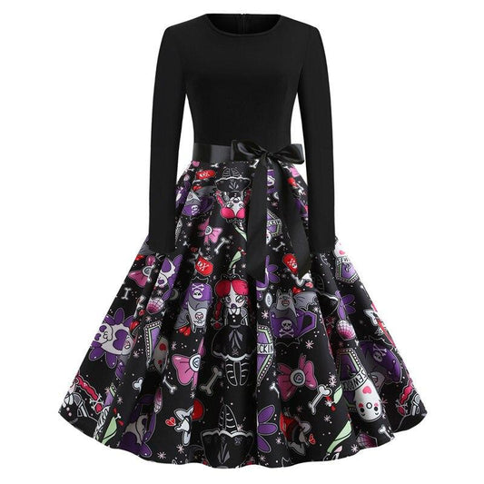 Gothic Caricature Costume Halloween Midi Outfit Unique Design for Women 0