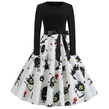 Gothic Caricature Costume Halloween Midi Outfit Unique Design for Women 1