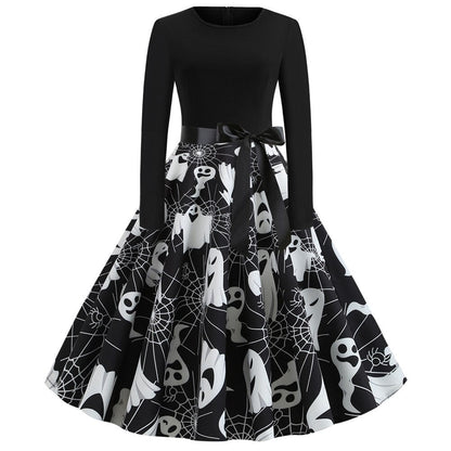 Gothic Caricature Costume Halloween Midi Outfit Unique Design for Women 2