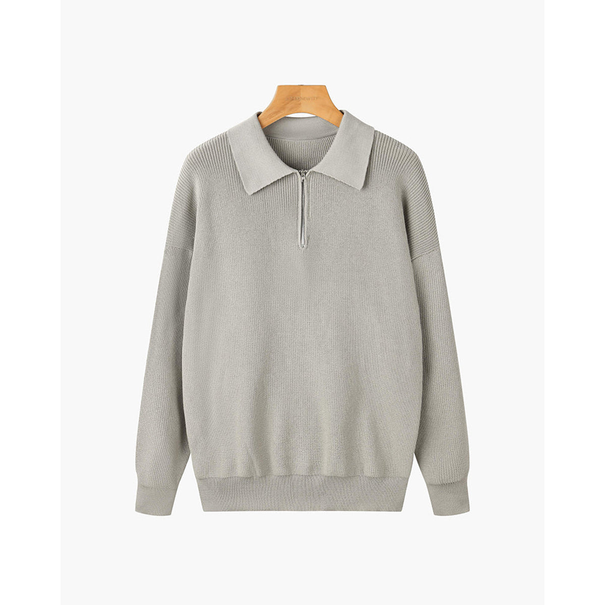 Half-Zip Polo Sweater Men Cotton Textured Design Casual Stylish 1