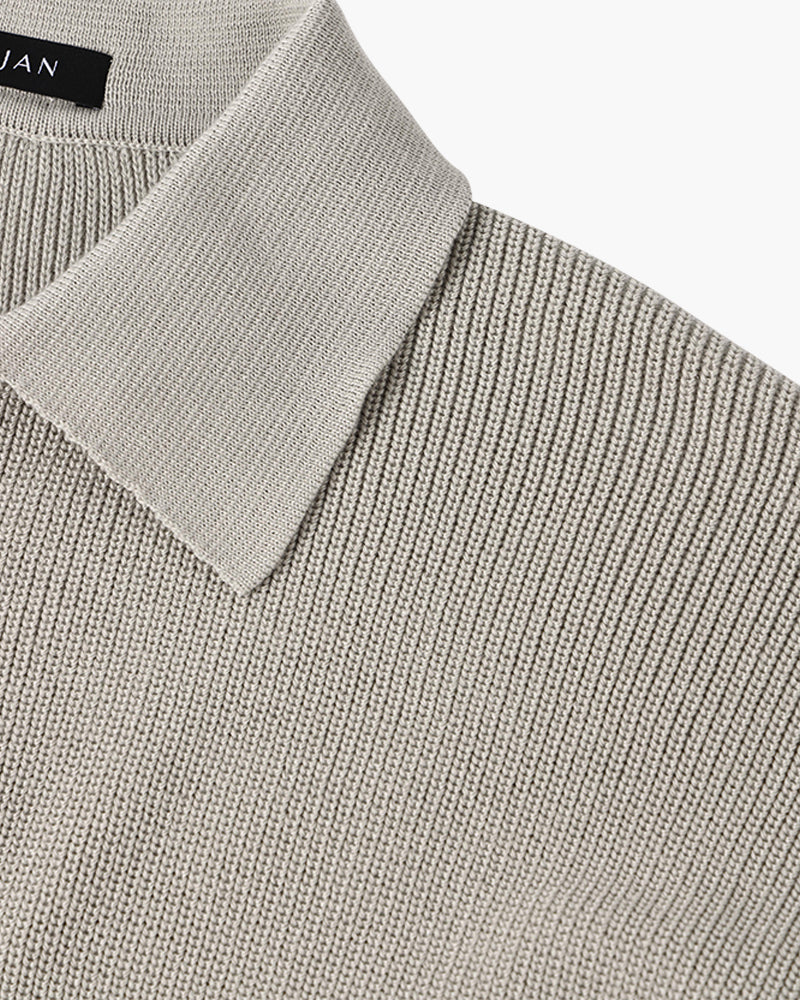 Half-Zip Polo Sweater Men Cotton Textured Design Casual Stylish 6