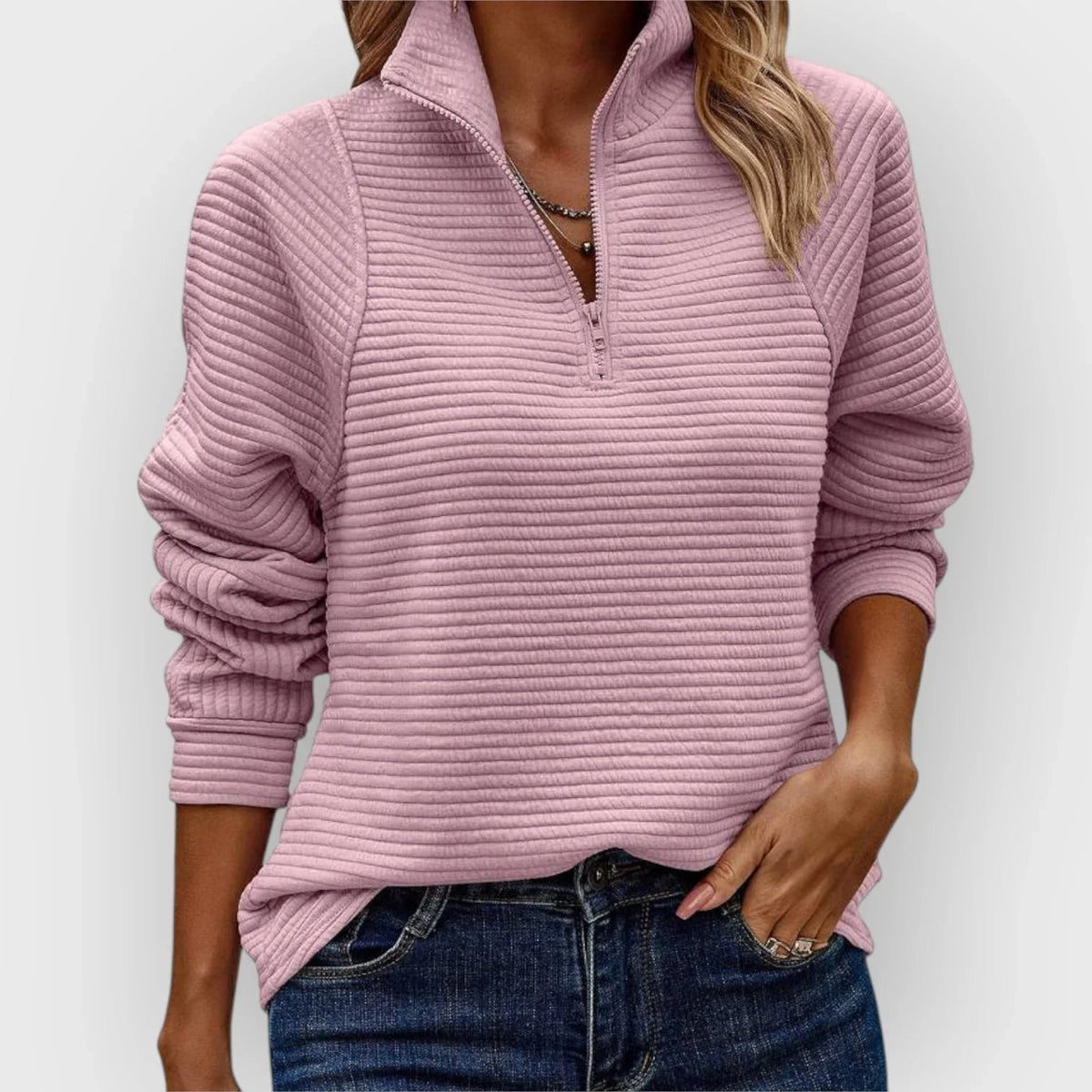 Half-Zip Pullover Chic Comfort Elegant Versatile Style for Women 0