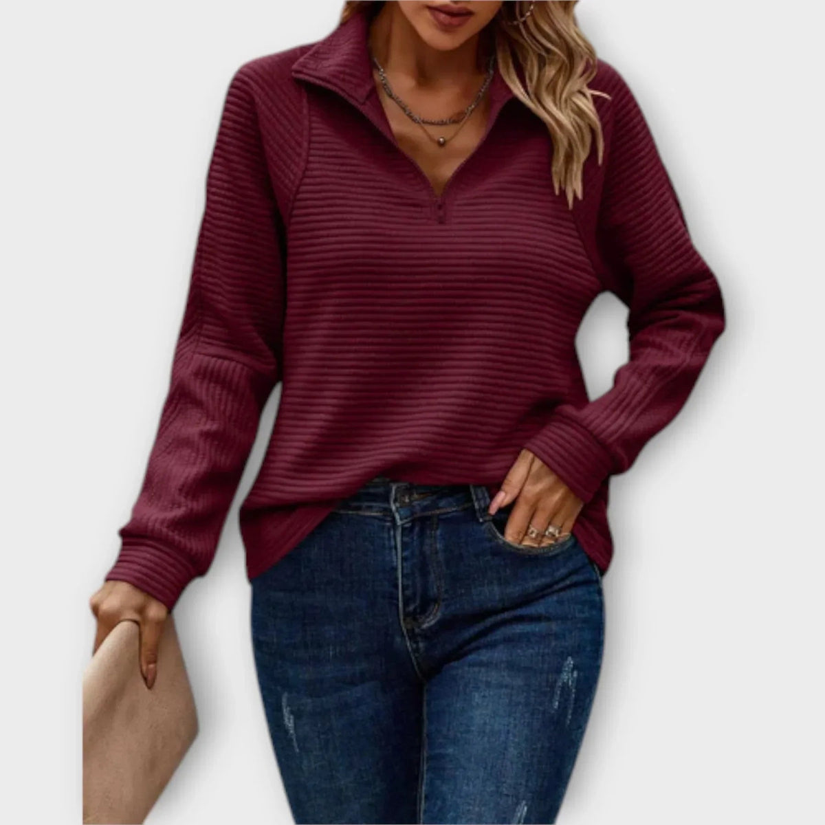 Half-Zip Pullover Chic Comfort Elegant Versatile Style for Women 4