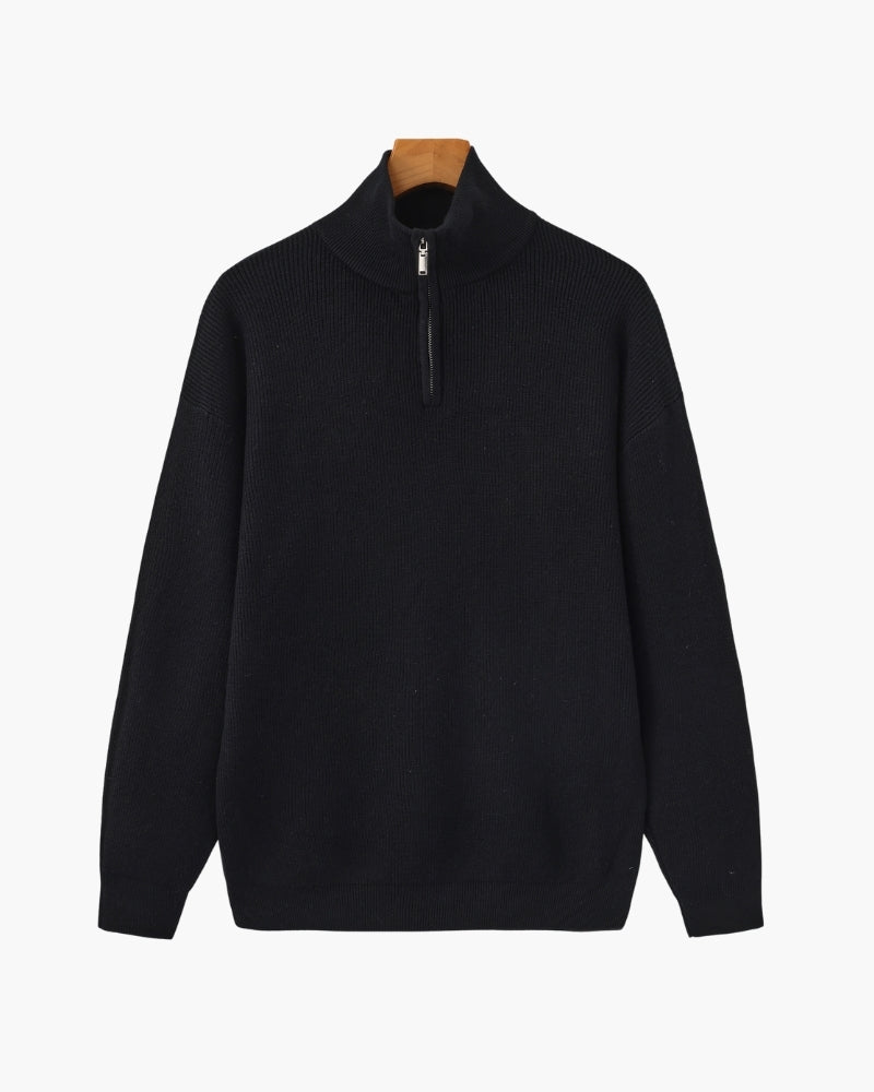 Half-Zip Sweatshirt Men Modern Knit Pullover for Effortless Style 0