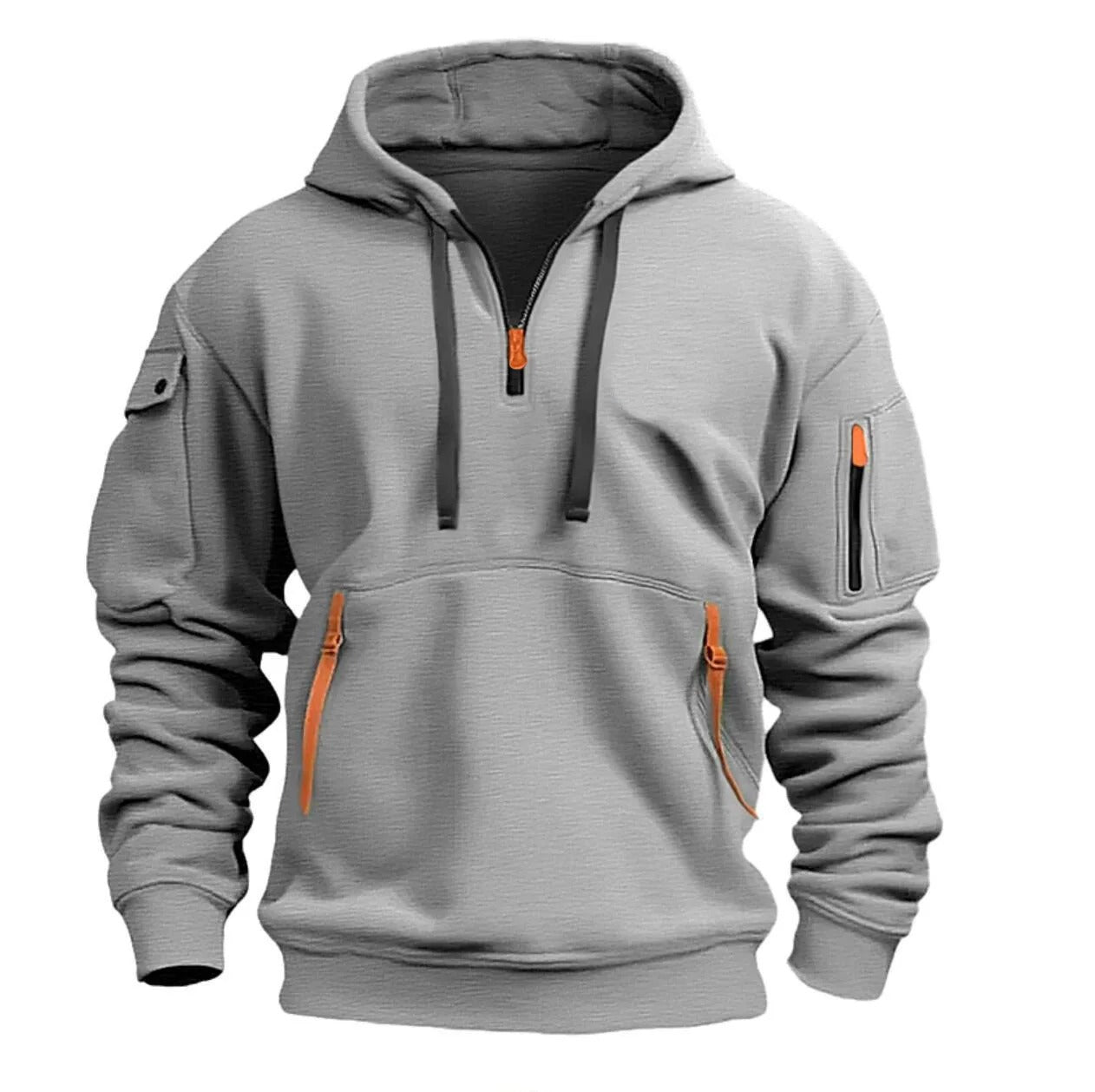 Half Zipper Hoodie Men Modern Style Comfortable Fit Casual Wear 2