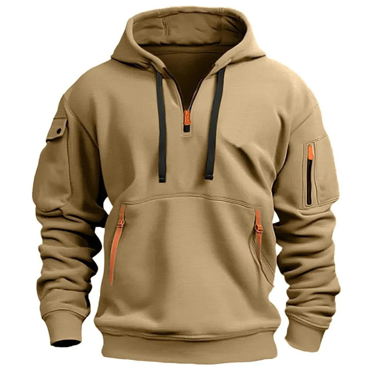 Half Zipper Hoodie Men Modern Style Comfortable Fit Casual Wear 5