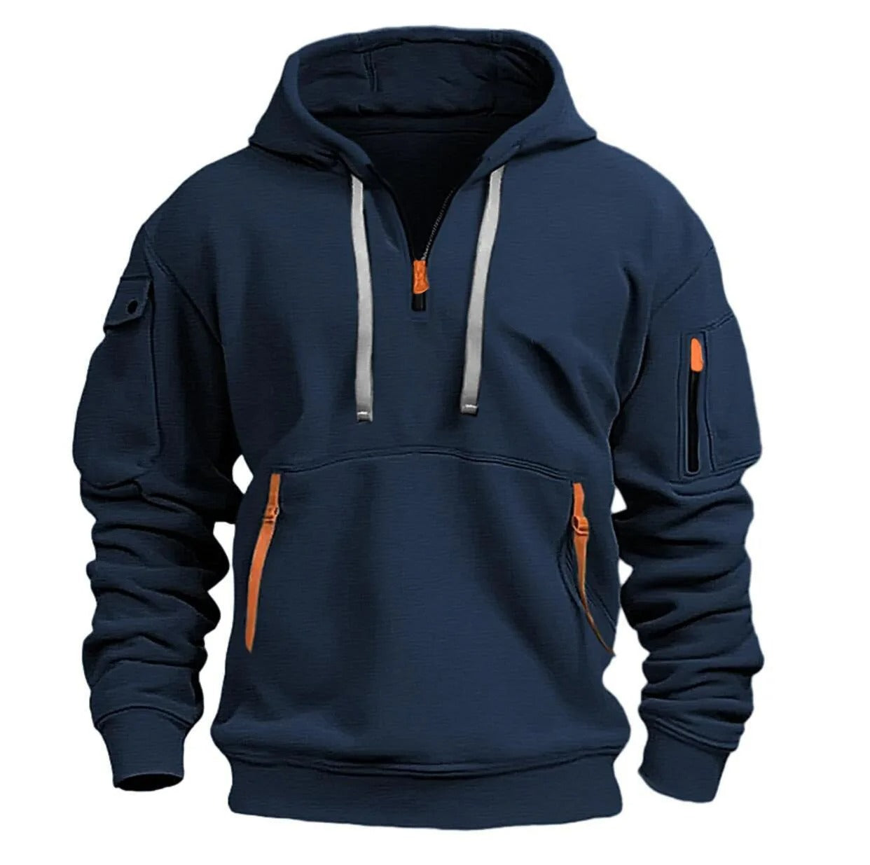 Half Zipper Hoodie Men Modern Style Comfortable Fit Casual Wear 6