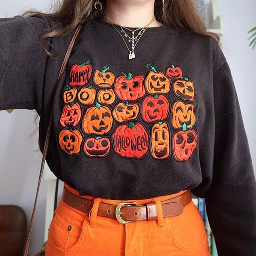 Halloween Sweatshirt Women Cozy Loose Fit Casual Style 0