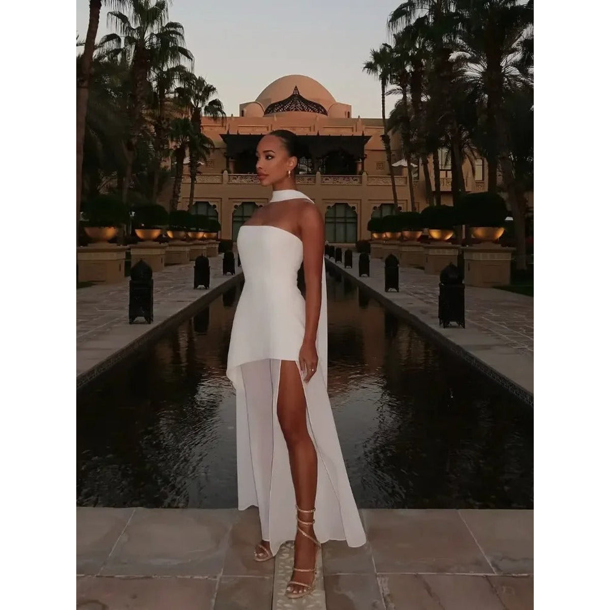 High-Slit Maxi Dress for Women with Sheer Overlay and Elegant Flow 3