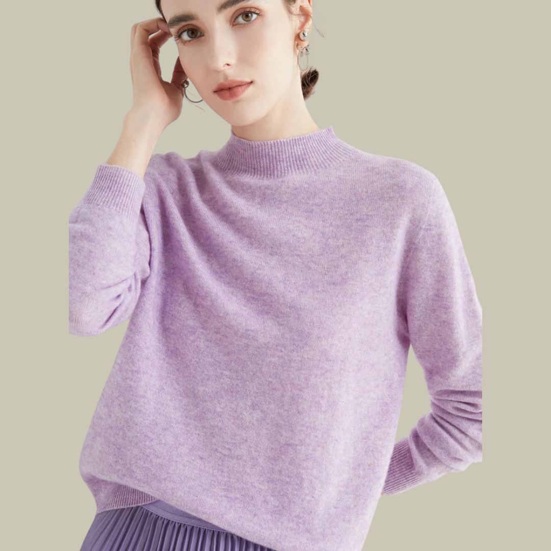 High Neck Slim Fit Merino Wool Sweater Women Elegant Chic Casual 11