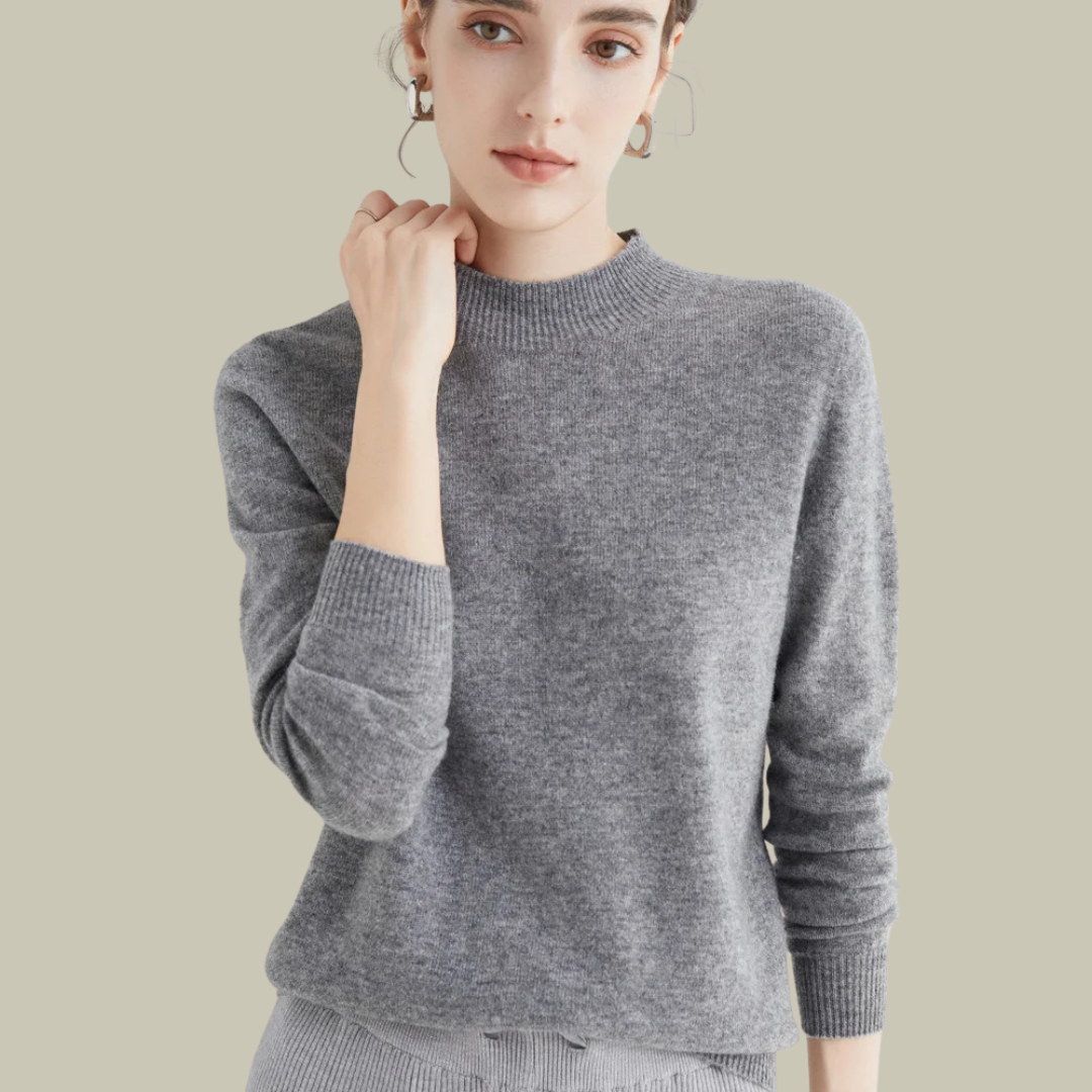 High Neck Slim Fit Merino Wool Sweater Women Elegant Chic Casual 12