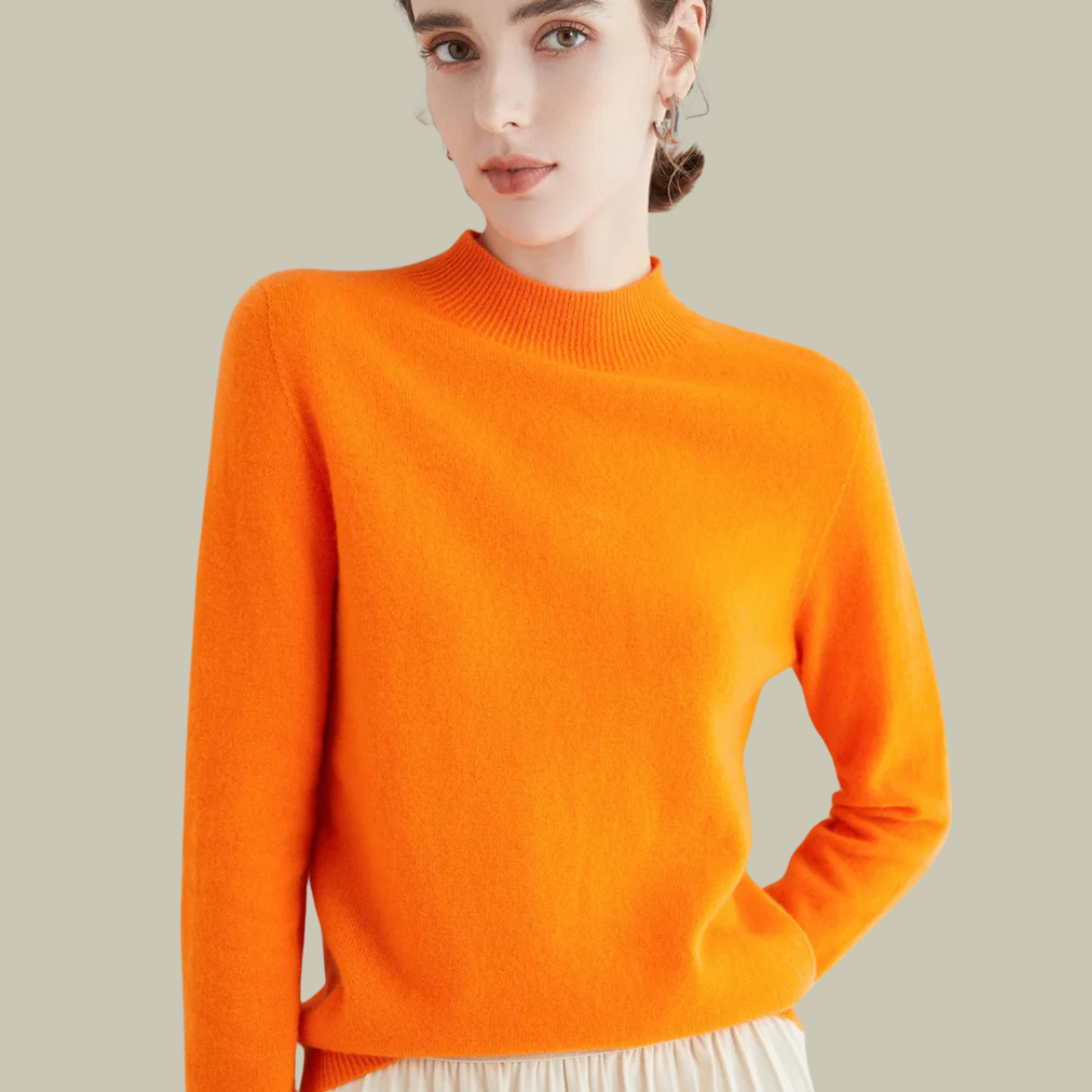 High Neck Slim Fit Merino Wool Sweater Women Elegant Chic Casual 18