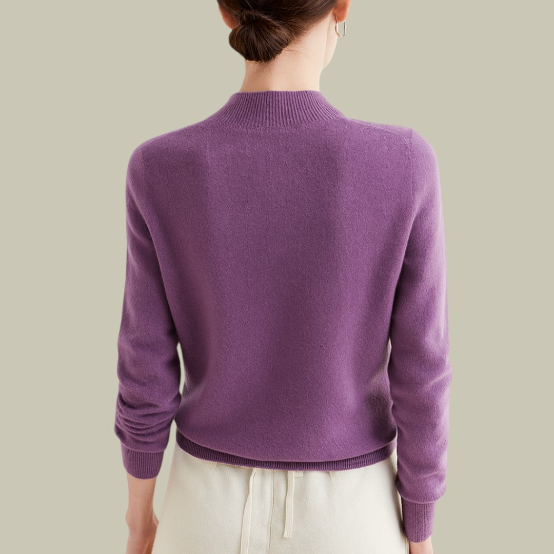 High Neck Slim Fit Merino Wool Sweater Women Elegant Chic Casual 2