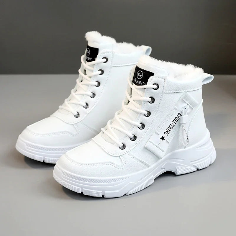 High Top Sneakers Women Casual Plush Lined Winter Shoes Stylish 0