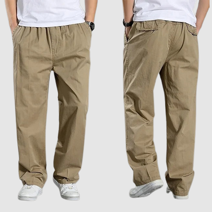 High Waist Black Cargo Pants for Men - Adjustable Drawstring, Utility Pockets 1