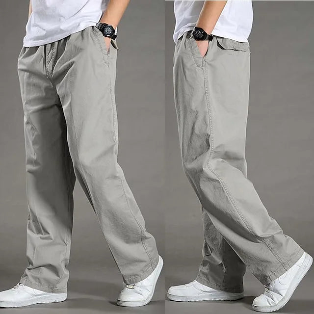 High Waist Black Cargo Pants for Men - Adjustable Drawstring, Utility Pockets 3