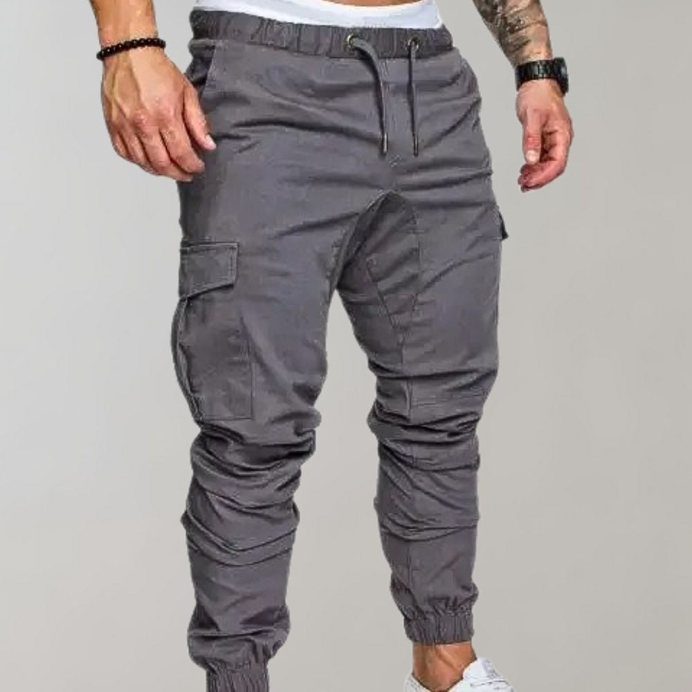 High Waist Black Cargo Pants for Men - Adjustable Fit, Utility Pockets, Soft Durable Fabric 2