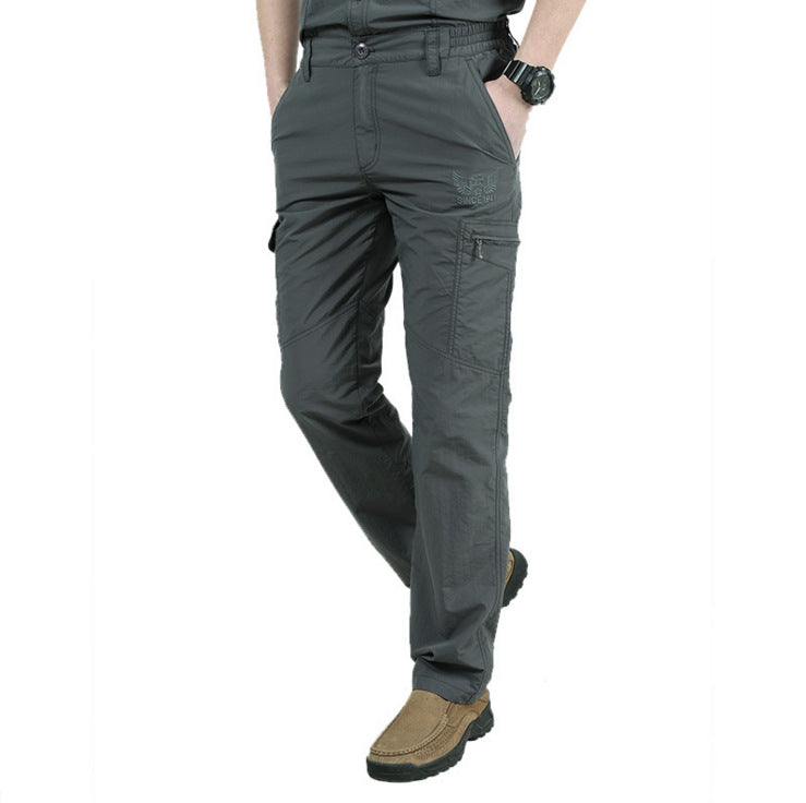 High Waist Black Cargo Pants for Men - Relaxed Fit Utility Trousers with Pockets 0