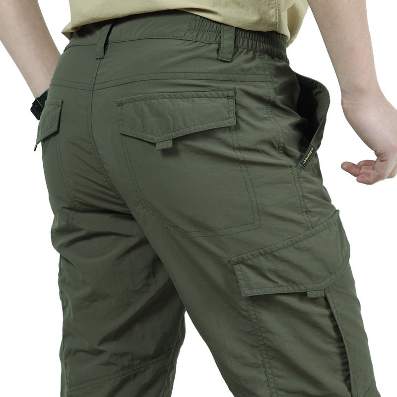 High Waist Black Cargo Pants for Men - Relaxed Fit Utility Trousers with Pockets 2