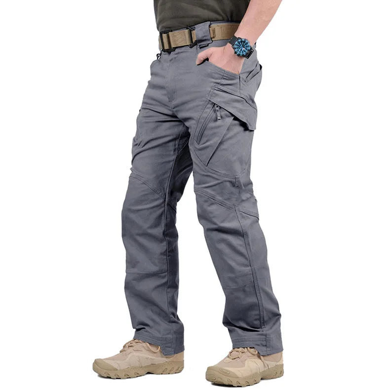 High Waist Black Cargo Pants for Men - Relaxed Fit, Utility Pockets 1